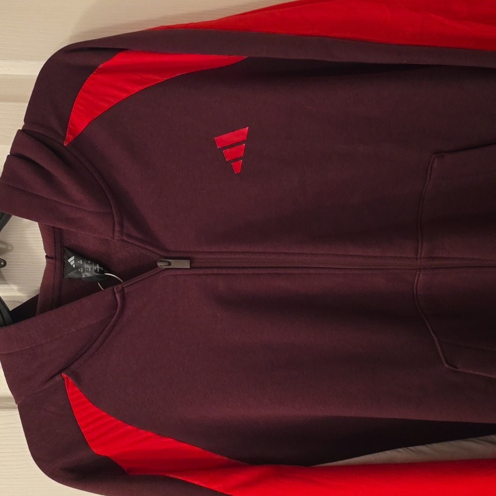 ADIDAS MEN'S BIG AND TALL BURGUNDY AND RED SIGNATURE HOODIE SIZE 3XLT